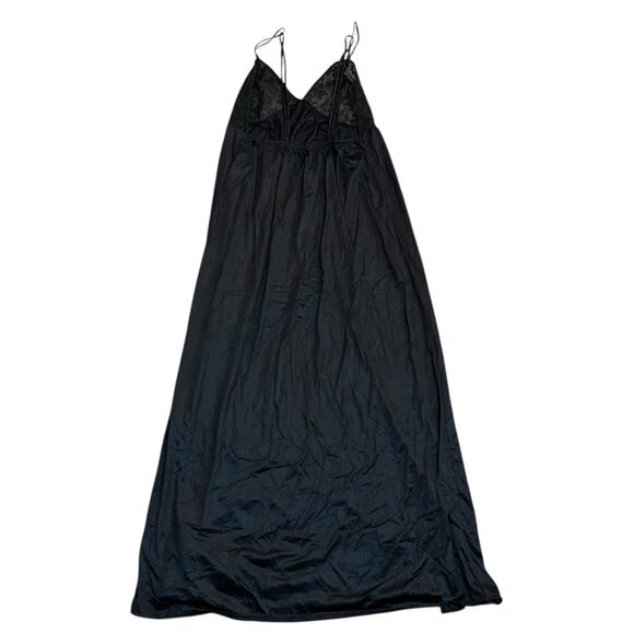 Vintage Black Slip Maxi Dress Lace Bust Size Large Goth Vamp Witchy Romantic - Picture 5 of 7